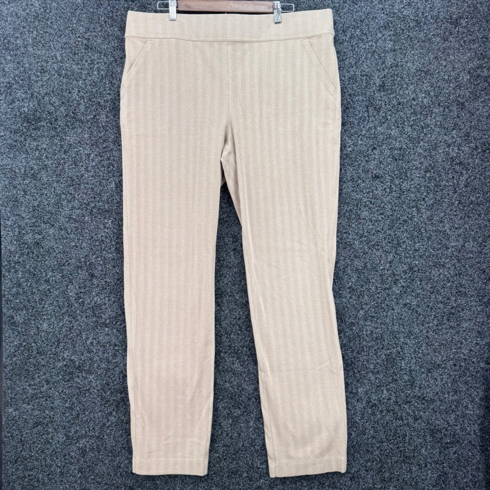 Duluth Trading Co Noga Naturale Herringbone Pants Tan XL x 33 Stretch Pull On